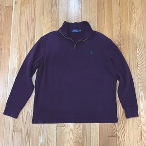 Polo Ralph Lauren Men’s 1/4 Zip Up Sweater Pullover Large Maroon Solid